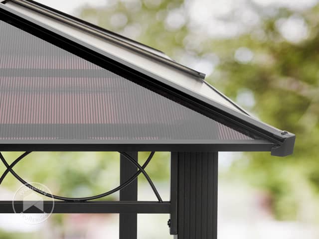 TOOLPORT 3x4 m Hardtop Gartenpavillon, inkl. 4 Seitenteile, cappuccino - (300118)