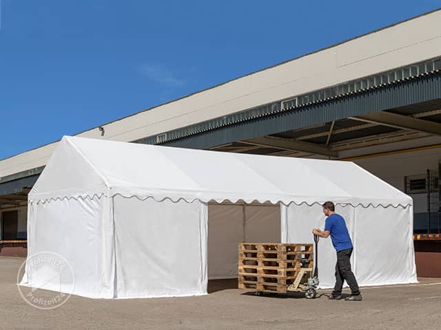 TOOLPORT 4x6 m Lagerzelt, PVC-Plane, gra...