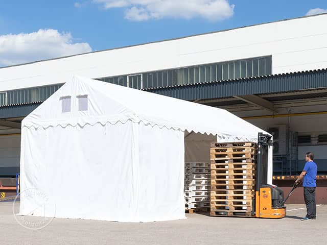 TOOLPORT 4x6 m Lagerzelt, PVC-Plane, wei...
