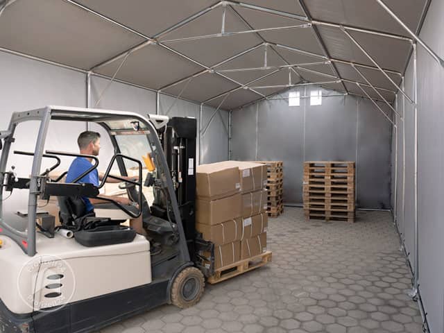 TOOLPORT 5x12m Zelthalle, PVC-Plane, gra...