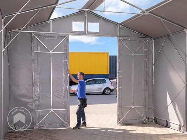 TOOLPORT 6x12m Zelthalle, PVC-Plane, gra...