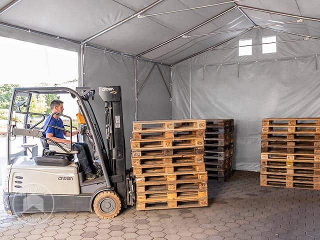 TOOLPORT 4x6 m Lagerzelt, PVC-Plane, gra...