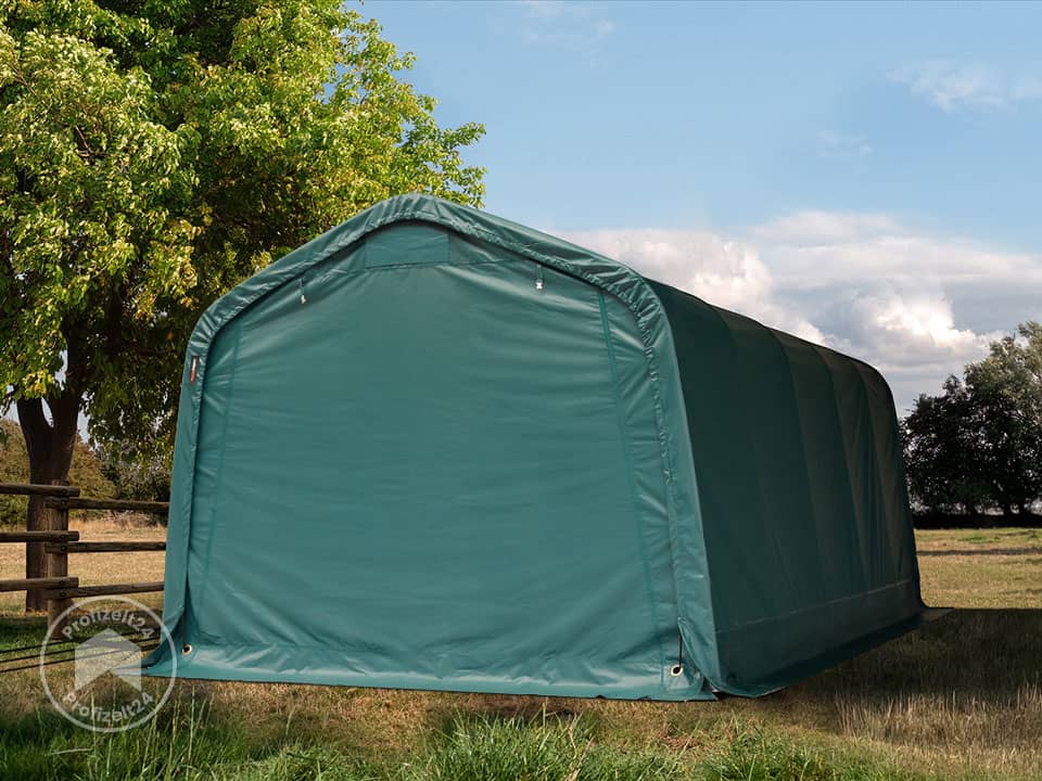 TOOLPORT 3,3x6m Weideunterstand, PRIMEtex-Plane, dunkelgrün, Betonbefestigung - (99540)