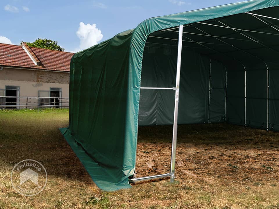 TOOLPORT 6x6m Weideunterstand, PVC-Plane, dunkelgrün, Erdbefestigung - (6678176)