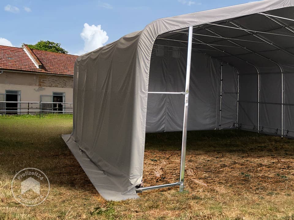 TOOLPORT 6x6m Weideunterstand, PVC-Plane, grau, Betonbefestigung - (6678173)