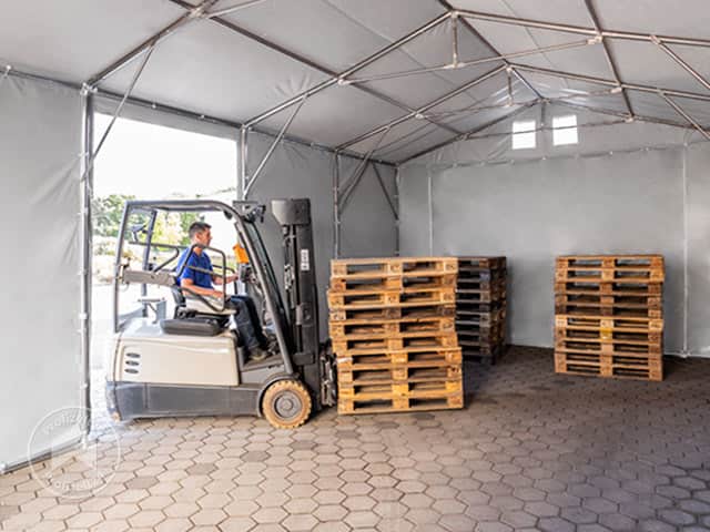 TOOLPORT 5x10 m Lagerzelt, PVC-Plane, gr...