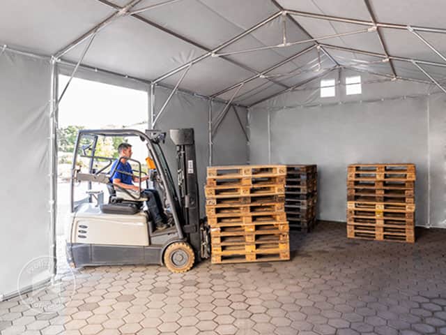 TOOLPORT 5x8 m Lagerzelt, PVC-Plane, gra...