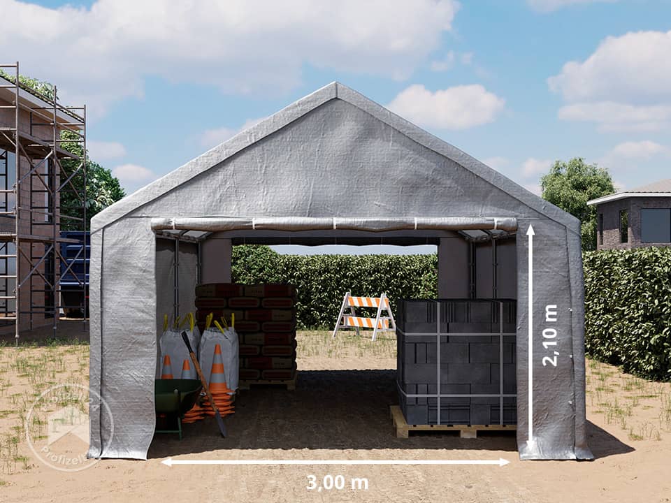 TOOLPORT 4x6m Lagerzelt, PE-Plane, grau ...
