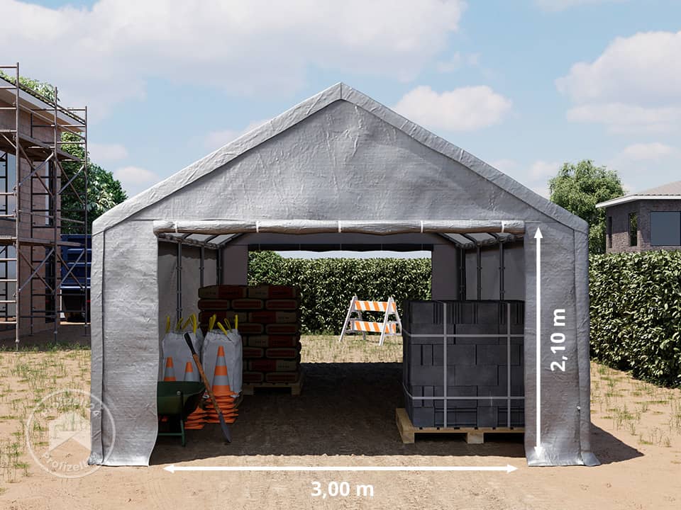 TOOLPORT 4x8m Lagerzelt, PE-Plane, grau ...