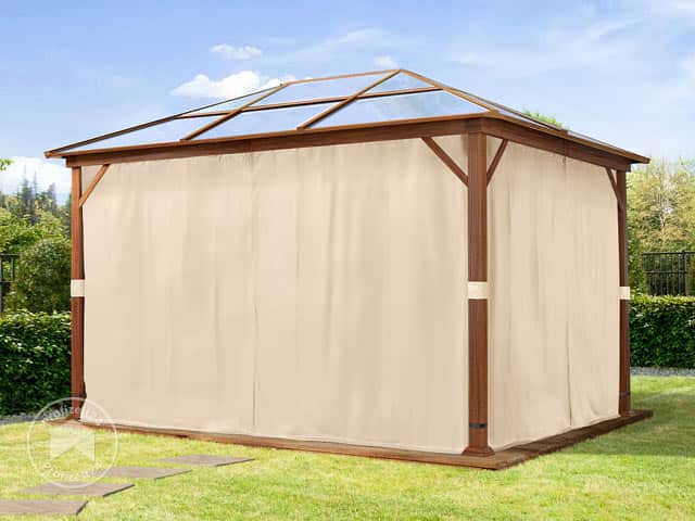 TOOLPORT 3x4 m Hardtop Gartenpavillon, inkl. 4 Seitenteile, champagnerfarben - (301346)