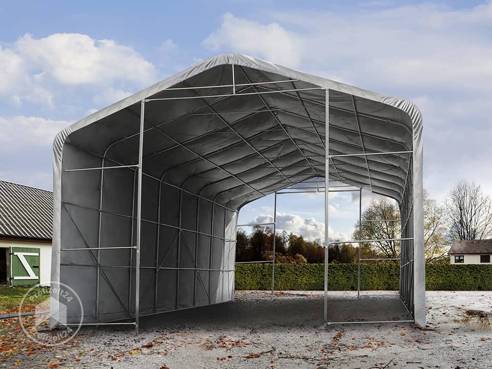 TOOLPORT 7x7m Zeltgarage, PVC-Plane, gra...