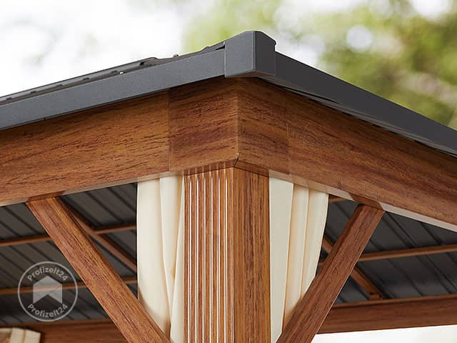 TOOLPORT 3x3 m Hardtop Gartenpavillon, inkl. 4 Seitenteile, champagnerfarben - (300182)