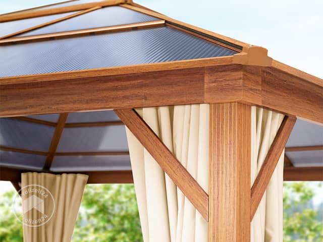 TOOLPORT 3x4 m Hardtop Gartenpavillon, inkl. 4 Seitenteile, champagnerfarben - (301346)