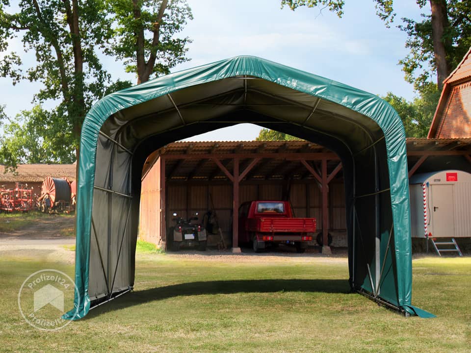 TOOLPORT 4x4m Weideunterstand, PVC-Plane, dunkelgrün, Erdbefestigung - (49908) TOOLPORT 4x4m Weideunterstand, PVC-Plane, dunkelgrün, Erdbefestigung - (49908)