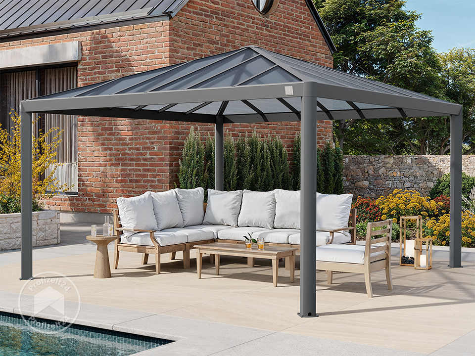 PRIMEYARD 4x4m Hardtop Gartenpavillon, o... PRIMEYARD 4x4m Hardtop Gartenpavillon, o...