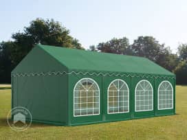 4x8m Partyzelt, PVC-Plane, dunkelgrün, mit Bodenrahmen