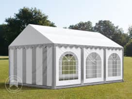 4x6m Partyzelt, PVC-Plane, grau-weiß, mit Bodenrahmen 4x6m Partyzelt, PVC-Plane, grau-weiß, mit Bodenrahmen