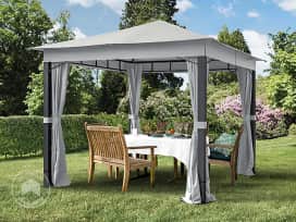 3x3 m Softtop Gartenpavillon, inkl. 4 Seitenteile, stone