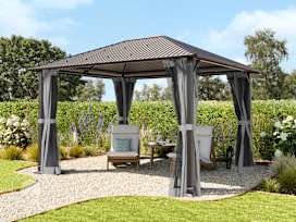3x3,65 m Hardtop-Gartenpavillon, inkl. 4 Seitenteile, Grey