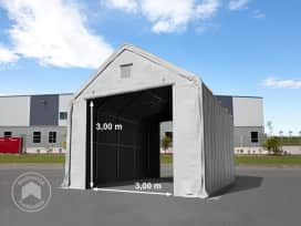 4x8m Zelthalle, PRIMEtex-Plane, grau, mit Statik (Erduntergrund)