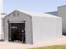 4x8m Zelthalle, PVC-Plane, grau, ohne Statik