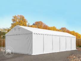 5x12 m Lagerzelt, PVC-Plane, weiß, mit Bodenrahmen, ohne Statik