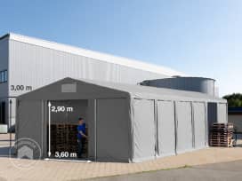 8x16 m Lagerzelt, PVC-Plane, grau, mit Bodenrahmen, ohne Statik