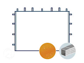 Seitenwand ohne Fenster für 3 m breiten Faltpavillon mit 32 mm Aluminiumgestänge, orange