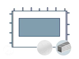 Seitenwand mit einem Panoramafenster für 3 m  breiten Faltpavillon mit 32 mm Aluminiumgestänge, weiß Seitenwand mit einem Panoramafenster für 3 m  breiten Faltpavillon mit 32 mm Aluminiumgestänge, weiß