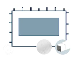 Seitenwand mit einem Panoramafenster für 3 m breiten Faltpavillon mit 30 mm Stahlgestänge, weiß Seitenwand mit einem Panoramafenster für 3 m breiten Faltpavillon mit 30 mm Stahlgestänge, weiß