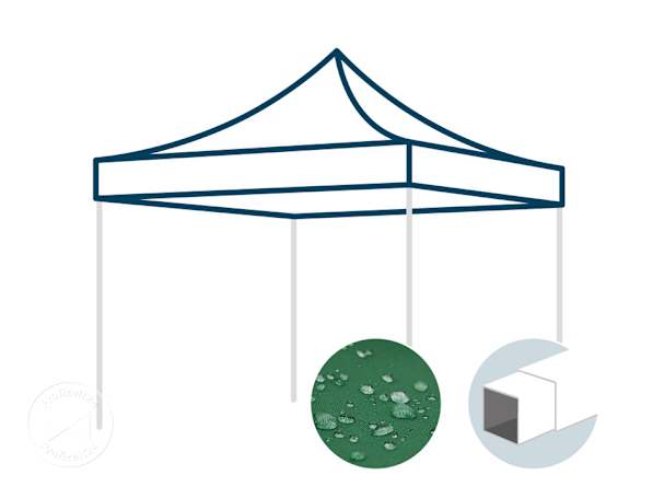 Ersatzdach für 3x3 m Faltpavillon mit 30 mm Stahlgestänge, dunkelgrün