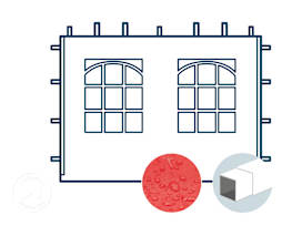 Seitenwand mit zwei Sprossenfenstern für 3 m breiten Faltpavillon mit 30 mm Stahlgestänge, rot Seitenwand mit zwei Sprossenfenstern für 3 m breiten Faltpavillon mit 30 mm Stahlgestänge, rot