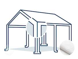 Ersatzdach für PE-Partyzelt der Größe 3x4 m mit gebolztem Gestänge m mit Bodenrahmen