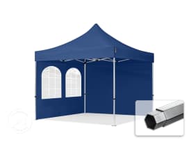 3x3m Aluminium Faltpavillon, inkl. 2 Seitenteile, dunkelblau