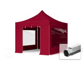 3x3m Aluminium Faltpavillon, inkl. 4 Seitenteile, rot