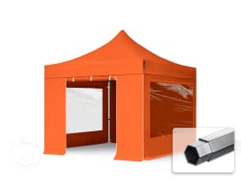 3x3m Aluminium Faltpavillon, inkl. 4 Seitenteile, orange