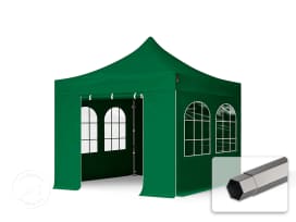 3x3m Stahl Faltpavillon, inkl. 4 Seitenteile, dunkelgrün