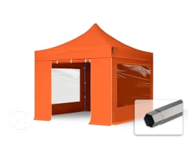 3x3m Stahl Faltpavillon, inkl. 4 Seitenteile, orange