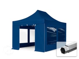 3x4,5m Aluminium Faltpavillon, inkl. 4 Seitenteile, blau