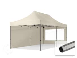 3x6m Stahl Faltpavillon, inkl. 2 Seitenteile, creme