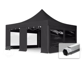 5x5m Aluminium Faltpavillon, inkl. 4 Seitenteile, schwarz