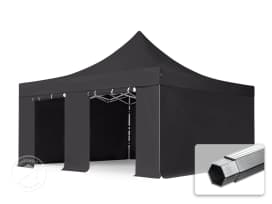 5x5m Aluminium Faltpavillon, inkl. 4 Seitenteile, schwarz