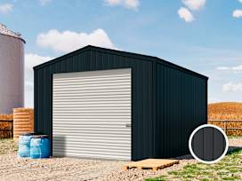 4,05 x 4,6 m ARGO, Stahldach, Leichtbauhalle, Trapezblechverkleidung, Anthrazit, mit Statik (Betonuntergrund), ohne Setangebot