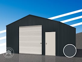 6,02 x 5,82 m TITAN, Stahldach, Leichtbauhalle, Trapezblechverkleidung, Anthrazit, mit Statik (Betonuntergrund), ohne Setangebot
