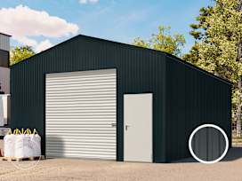 6,02 x 8,68 m TITAN, Stahldach, Leichtbauhalle, Trapezblechverkleidung, Anthrazit, mit Statik (Betonuntergrund), ohne Setangebot