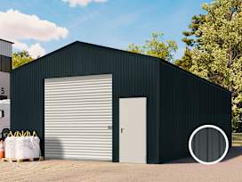 6,02 x 11,55 m TITAN, Stahldach, Leichtbauhalle, Trapezblechverkleidung, Anthrazit, mit Statik (Betonuntergrund), ohne Setangebot