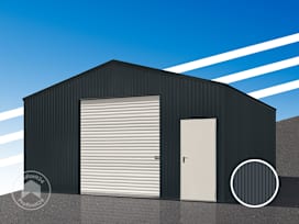 7,11 x 5,82 m TITAN, Stahldach, Leichtbauhalle, Trapezblechverkleidung, Anthrazit, mit Statik (Betonuntergrund), ohne Setangebot