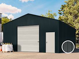 7,11 x 8,68 m TITAN, Stahldach, Leichtbauhalle, Trapezblechverkleidung, Anthrazit, mit Statik (Betonuntergrund), ohne Setangebot