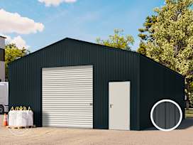 7,11 x 11,55 m TITAN, Stahldach, Leichtbauhalle, Trapezblechverkleidung, Anthrazit, mit Statik (Betonuntergrund), ohne Setangebot