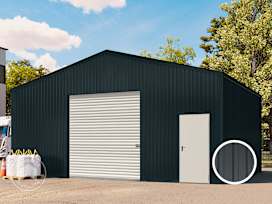 8,19 x 5,82 m TITAN, Stahldach, Leichtbauhalle, Trapezblechverkleidung, Anthrazit, mit Statik (Betonuntergrund), ohne Setangebot